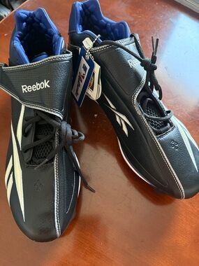 Reebok Black and Blue Cleats with White Logo